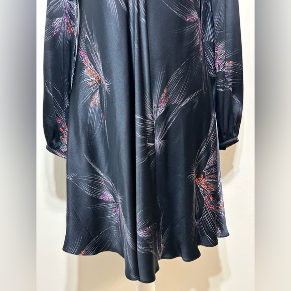Amanda Uprichard 100% Silk Long Sleeve Deep V Neck Exotic Floral Mini Dress - Picture 3 of 14